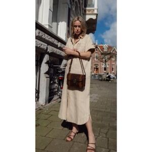 Sézane Beige Alani Midi Shirt Dress No Belt Sz. 34 (US 2)